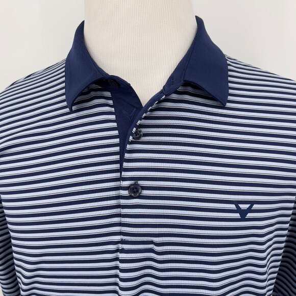 Callaway Men's Opti-Dri Golf Polo Shirt XL Extra Large Blue & White Striped - Picture 1 of 7